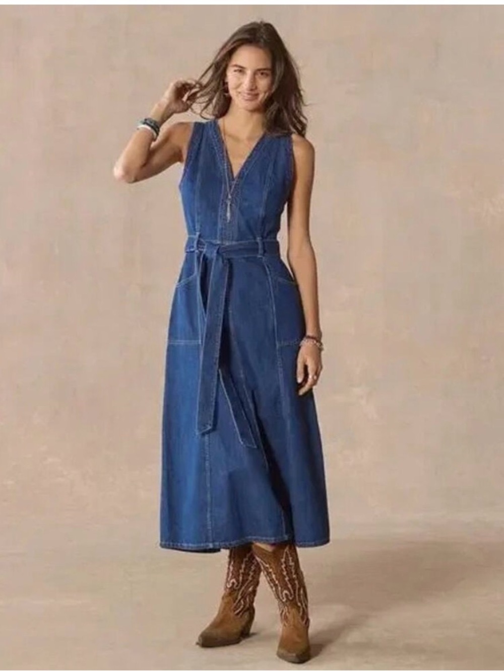 Sundance Poppy blue denim dress, size 10, NWT
